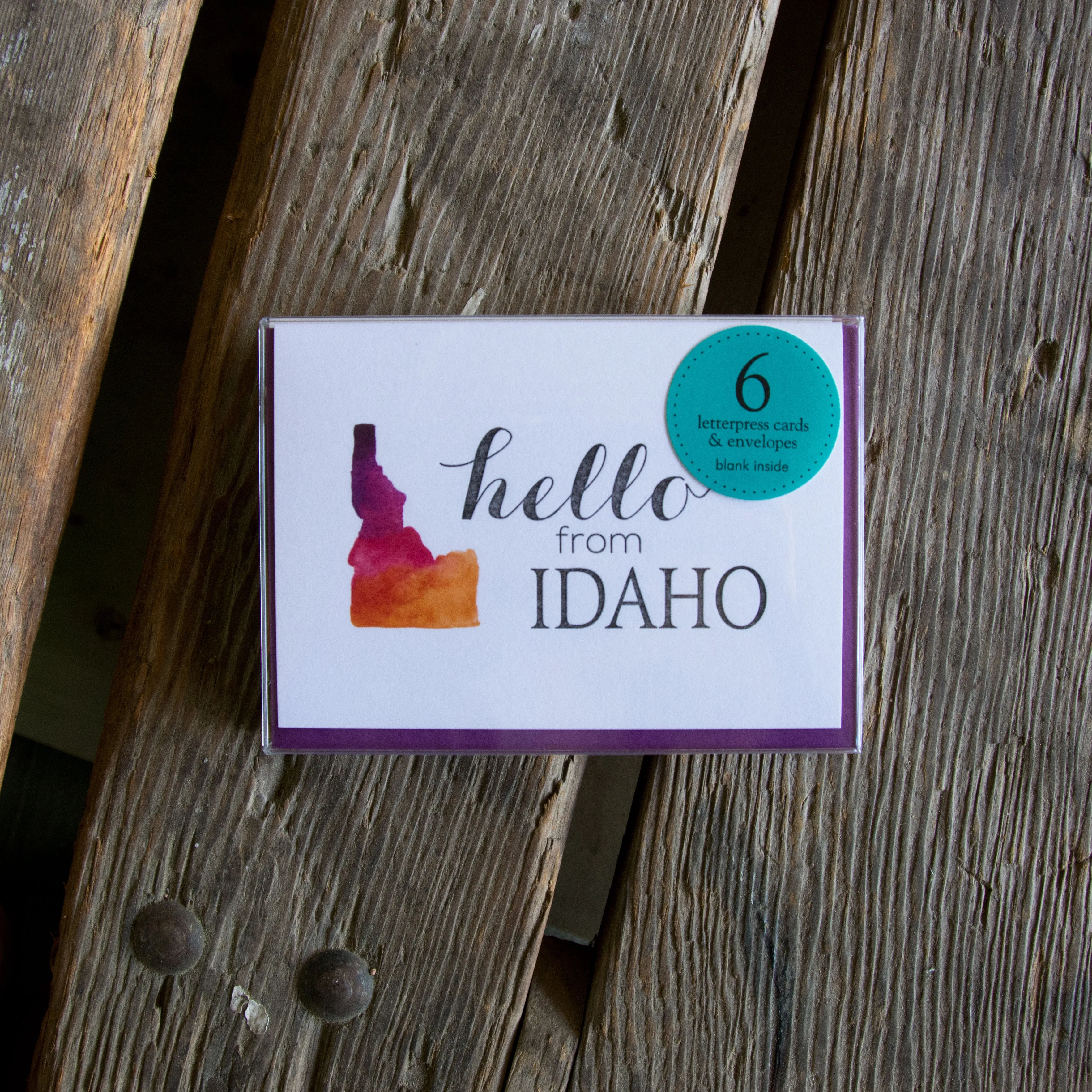 Hello from Idaho, letterpress printed eco friendly