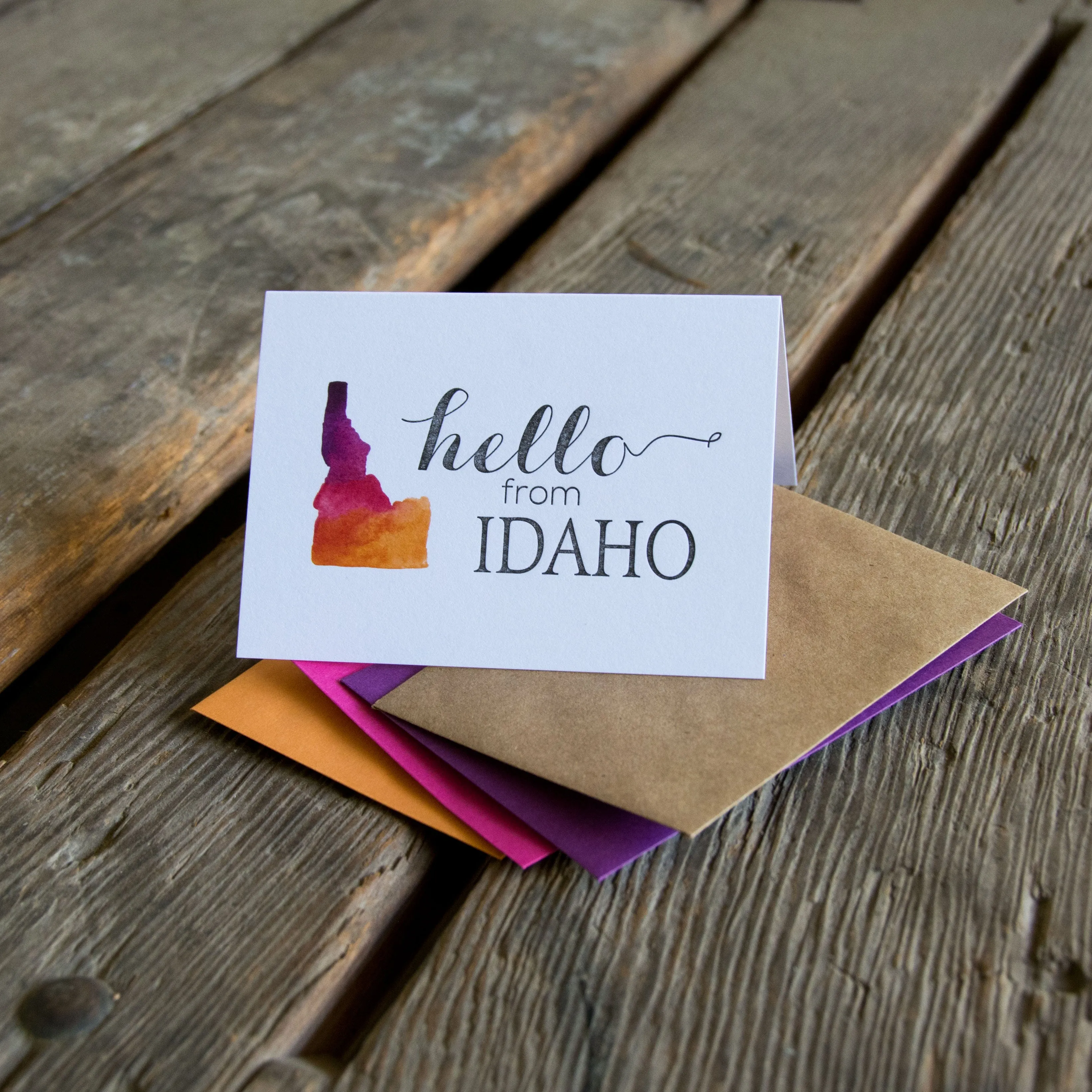 Hello from Idaho, letterpress printed eco friendly