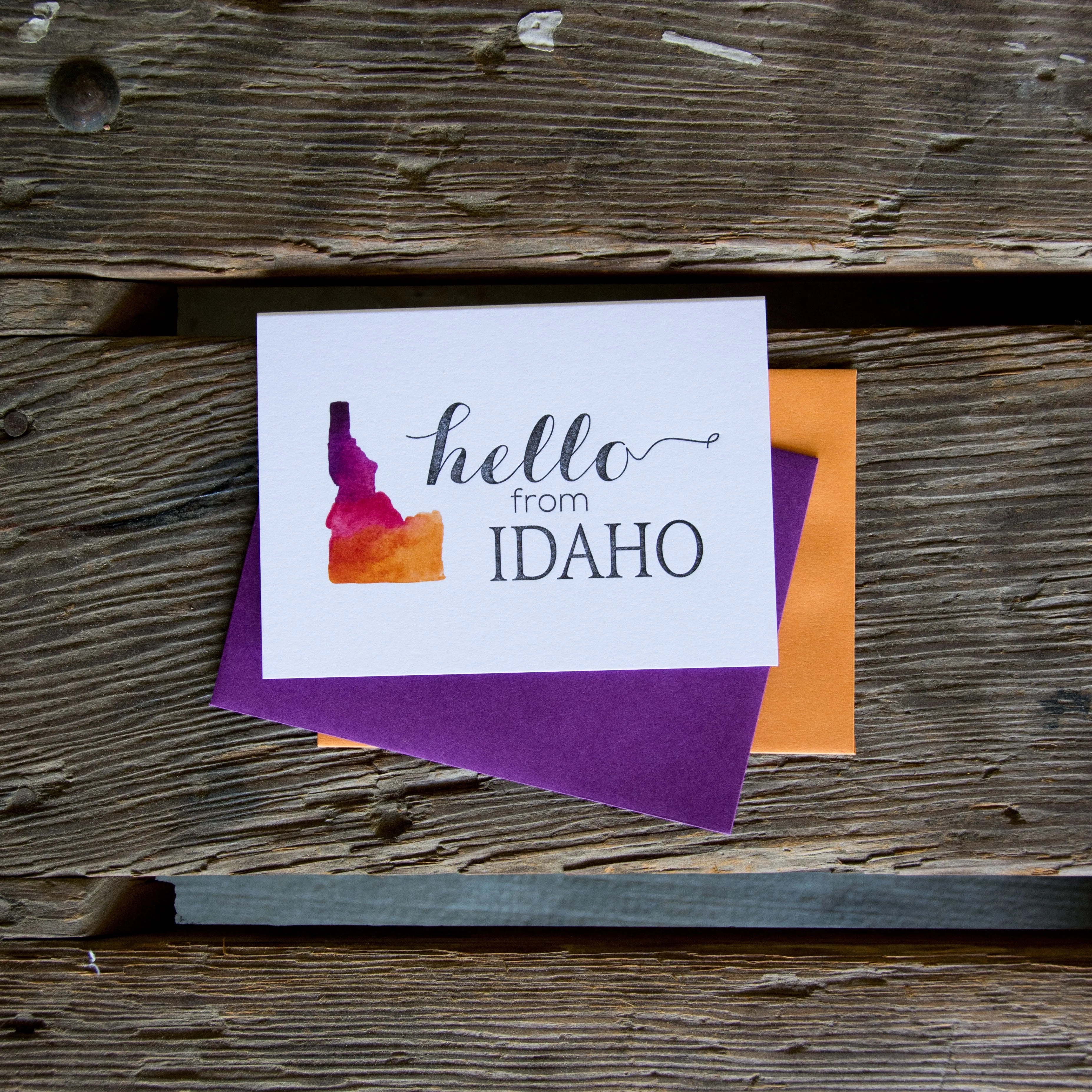 Hello from Idaho, letterpress printed eco friendly