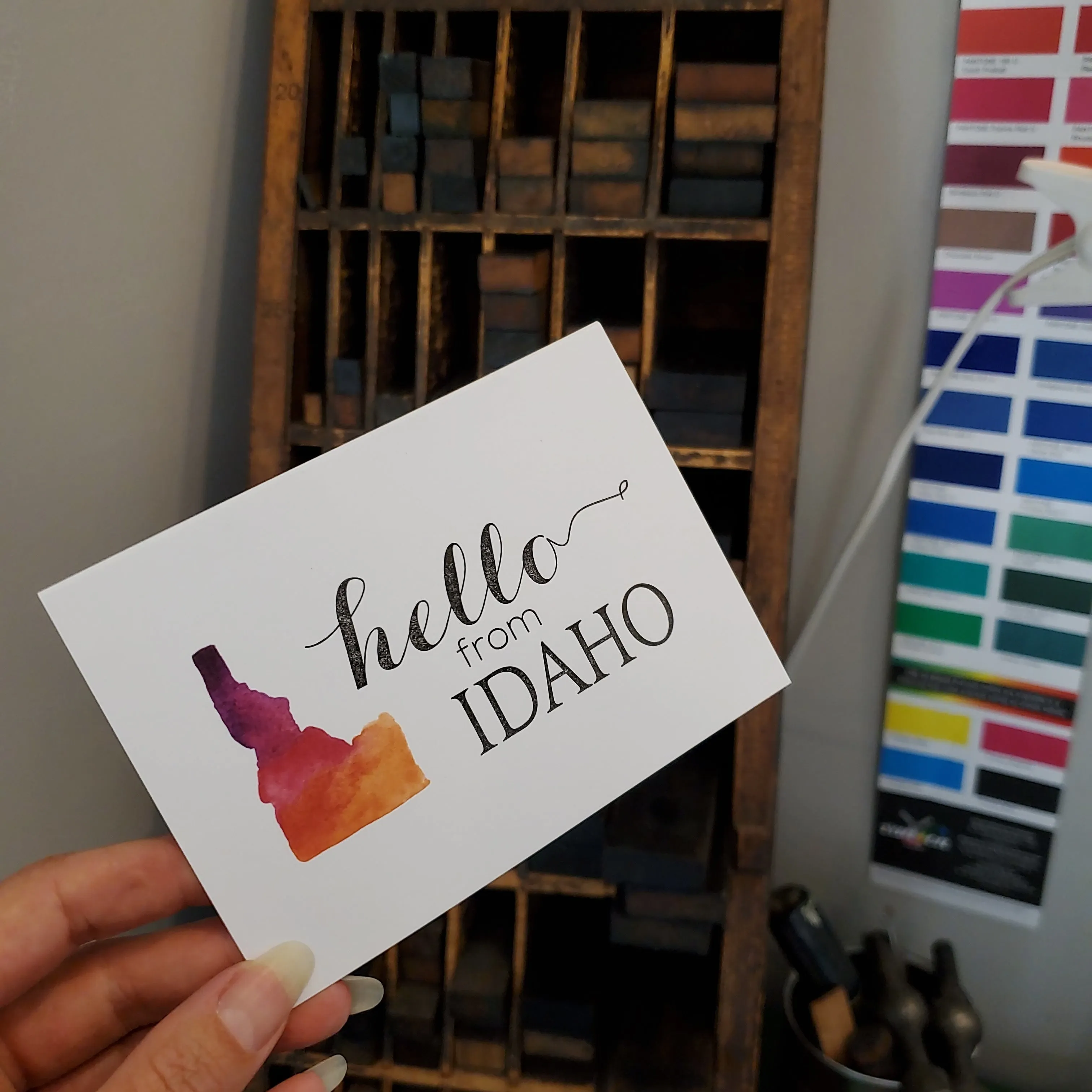 Hello from Idaho, letterpress printed eco friendly