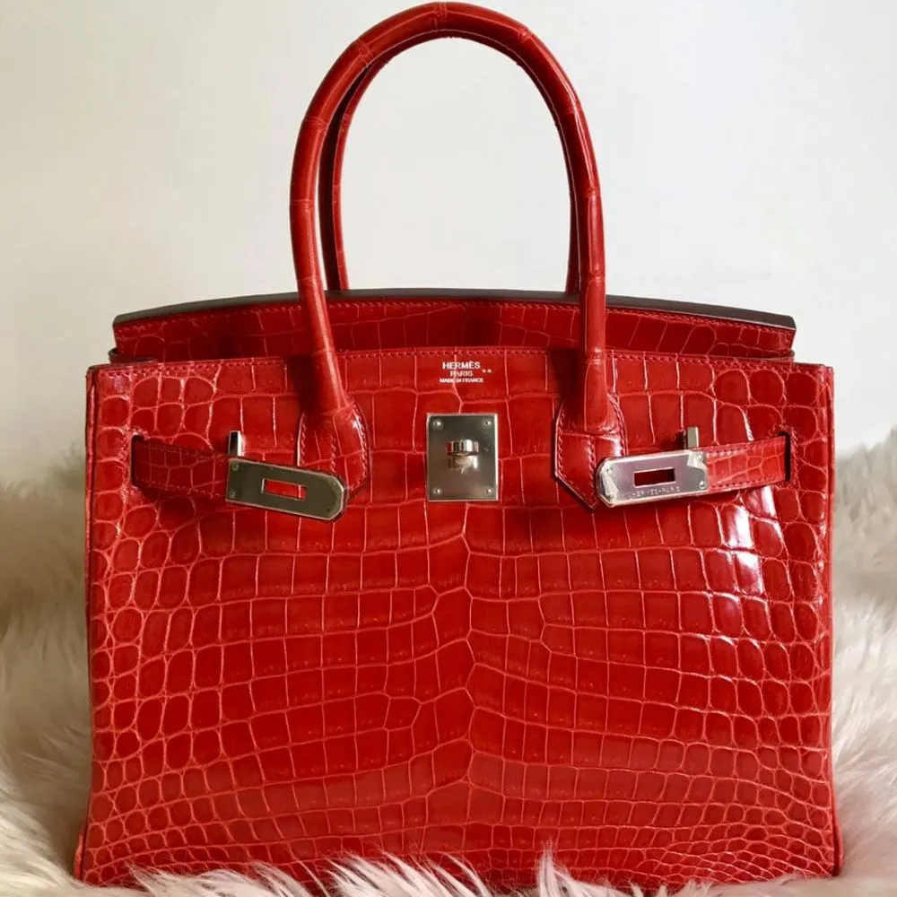 Hermès Birkin 30 Geranium Crocodile Niloticus Lisse Palladium Hardware PHW