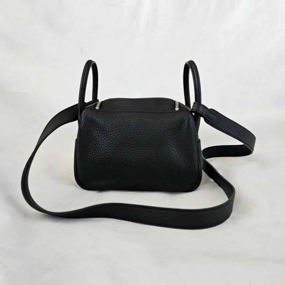 Hermès Black Clemence Leather Lindy Mini Shoulder Bag