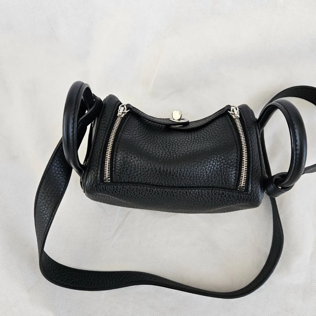 Hermès Black Clemence Leather Lindy Mini Shoulder Bag