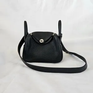 Hermès Black Clemence Leather Lindy Mini Shoulder Bag