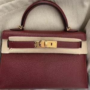 Hermès Kelly 20 Rouge H Sellier Chevre Chandra Gold Hardware GHW