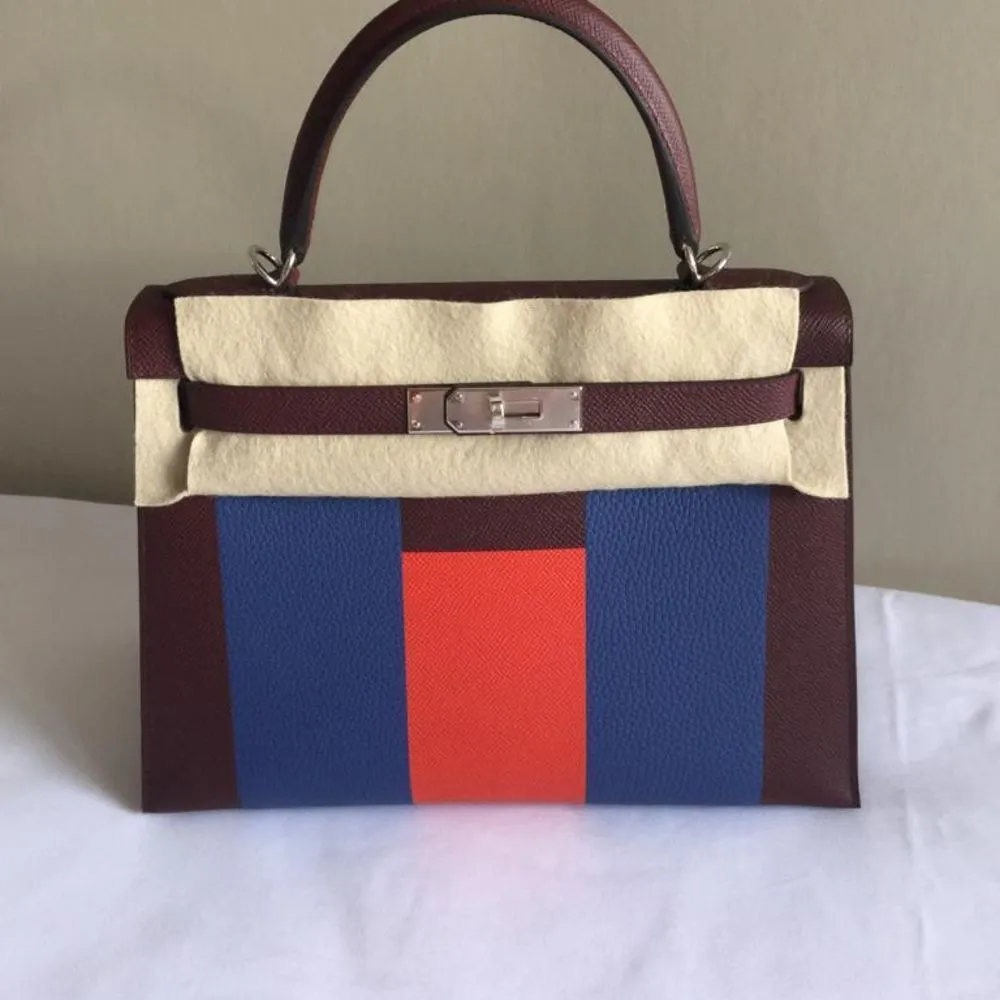 Hermès Kelly 28 Bordeaux Lettre Epsom Palladium Hardware PHW