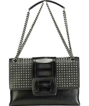 HOGAN Black Studded leather Fold Shoulder Bag