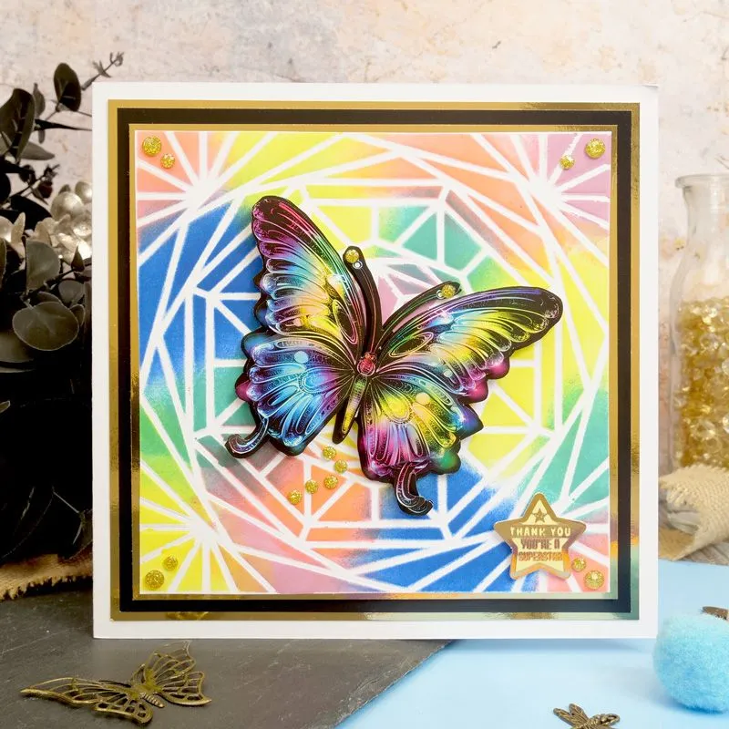 Hunkydory For the Love of Masks - Gorgeous Geometric Frame & Background