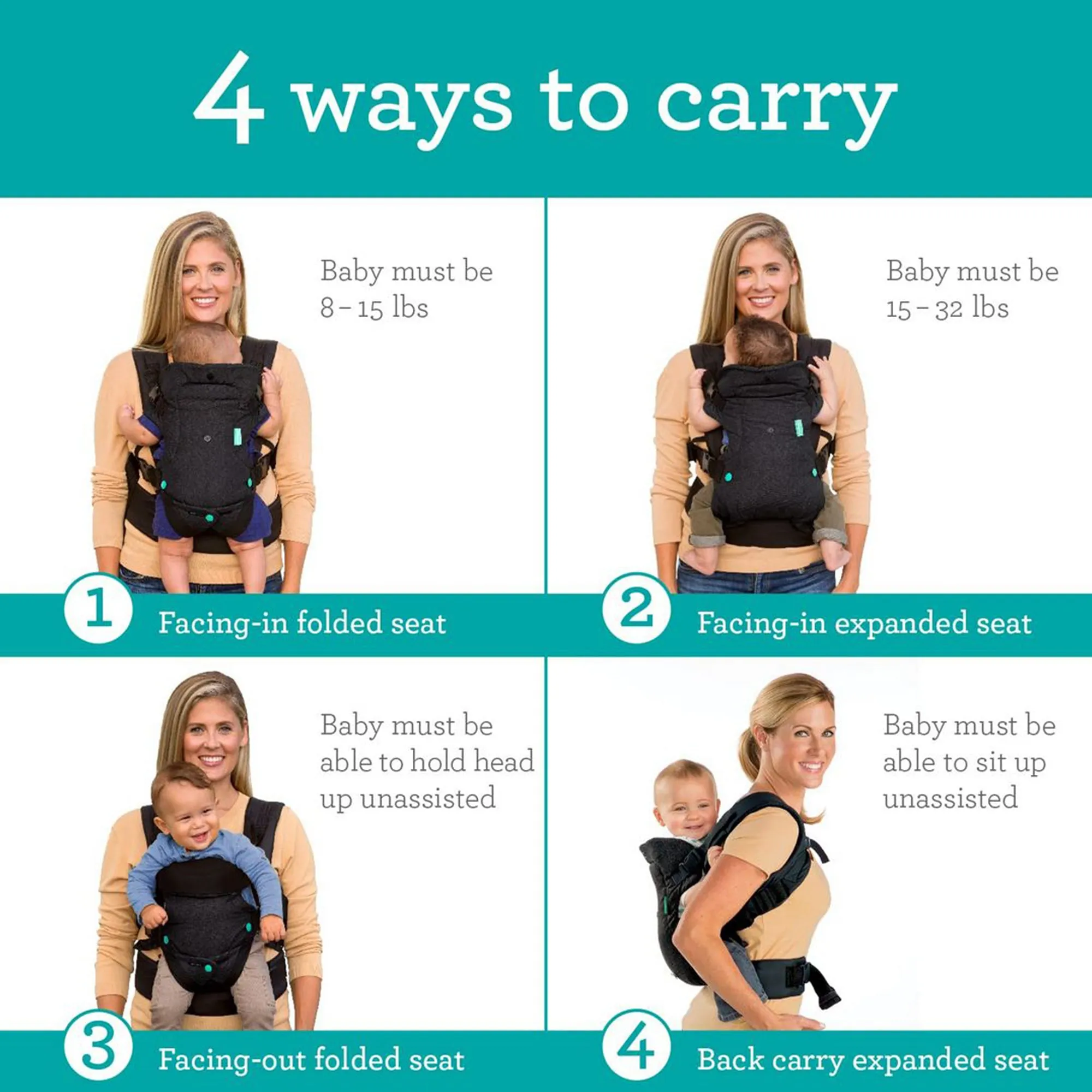 Infantino Flip 4-In-1 Convertible Carrier - Birth to 36 Months