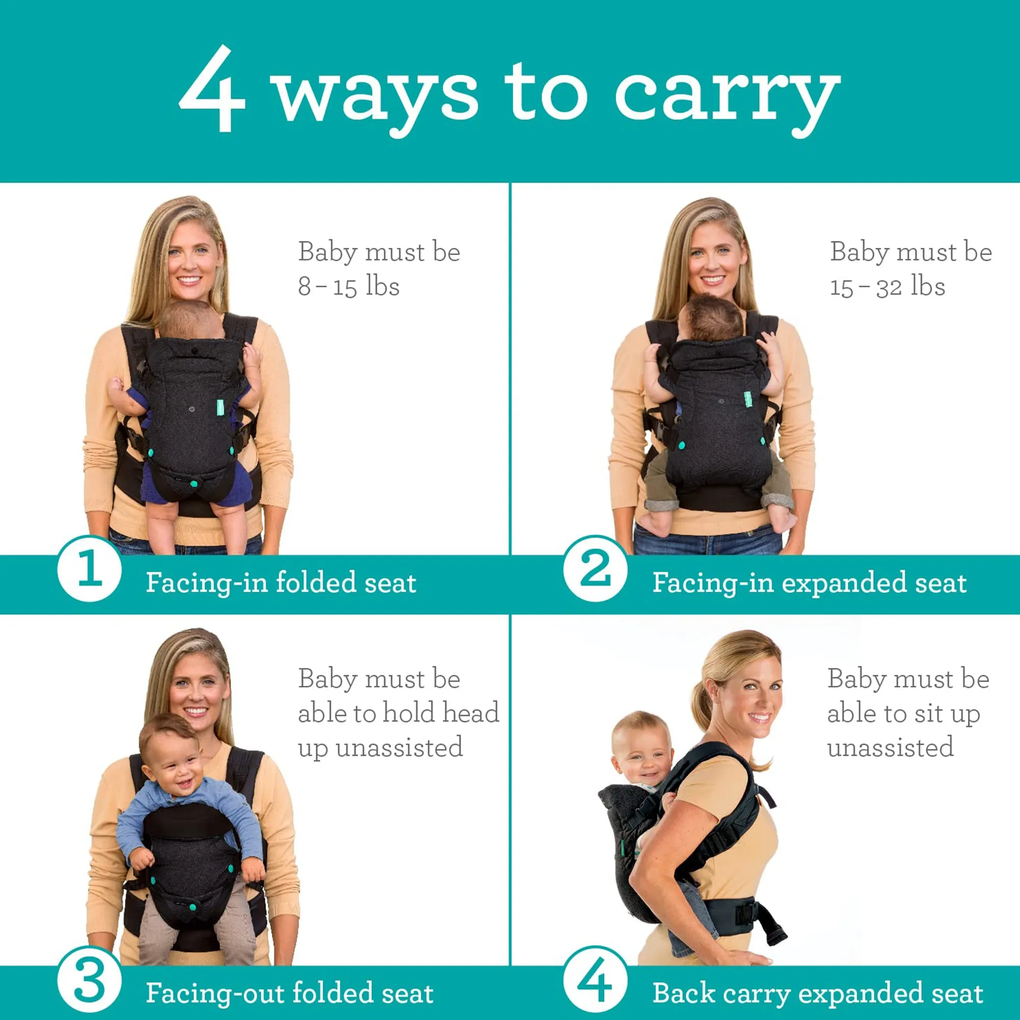 Infantino Flip 4-In-1 Convertible Carrier - Birth to 36 Months