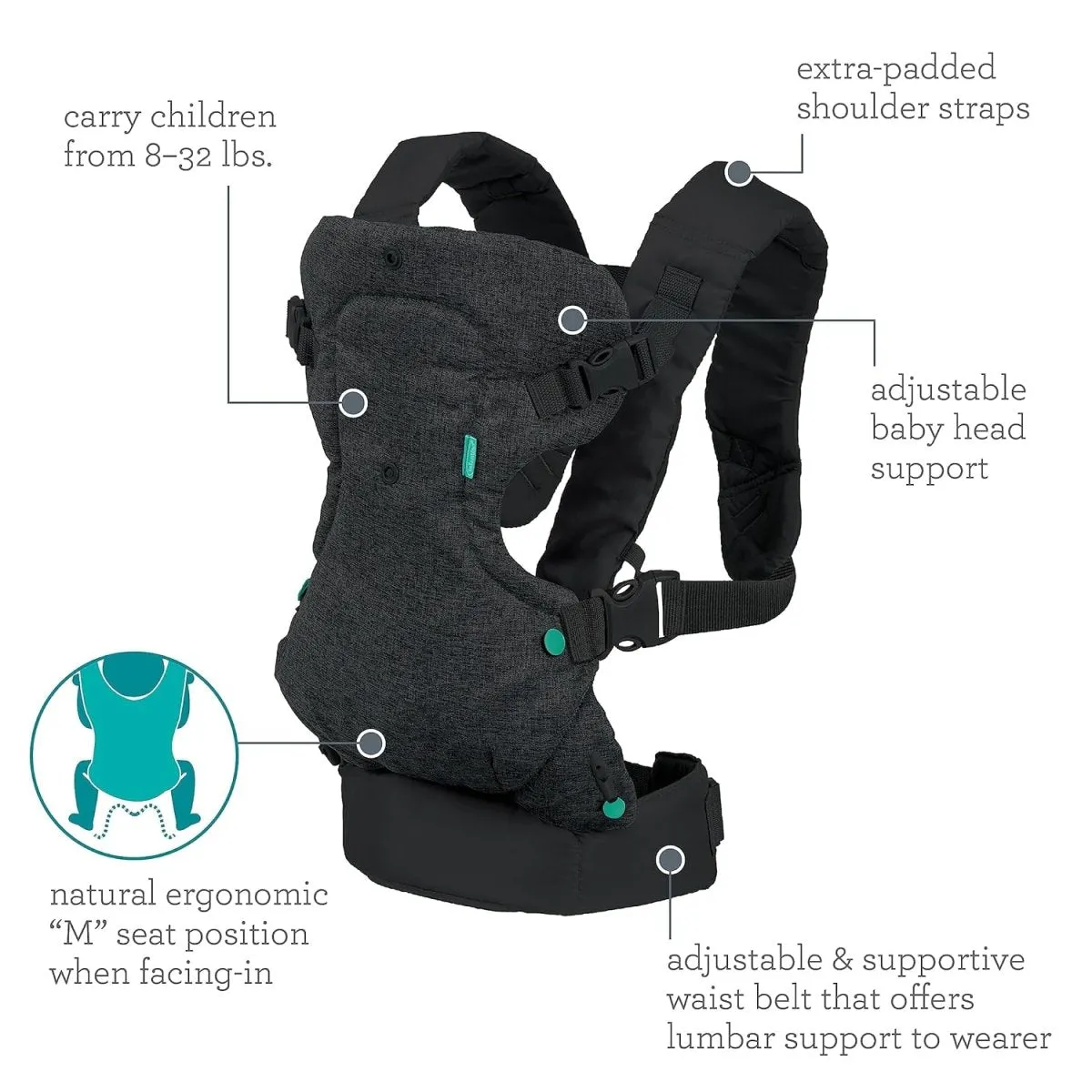 Infantino Flip 4-in-1 Convertible Carrier Black Denim