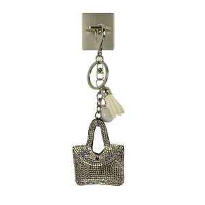 iOrigin Ring Grip/ Kick Stand   Kick Stand   Acrylic Diamond Studded Bag with Faux Leather Tassel Key Chain Charm for Mobile Phones & Tablets