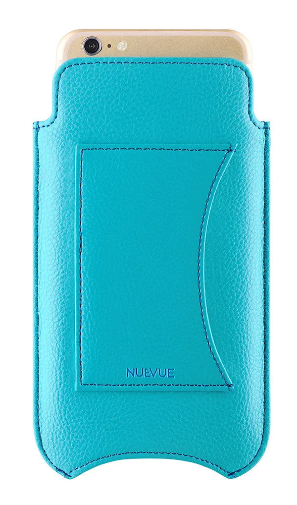 iPhone 6/6s Plus Wallet Window Case in Blue Vegan Leather | Screen Cleaning Sanitizing Lining