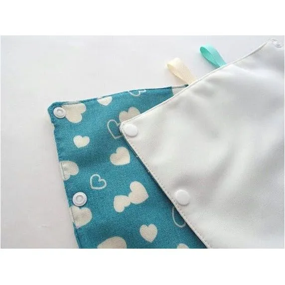 Jinglebib Drool Pad - White Heart,Teal