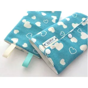 Jinglebib Drool Pad - White Heart,Teal