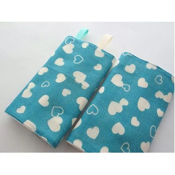 Jinglebib Drool Pad - White Heart,Teal