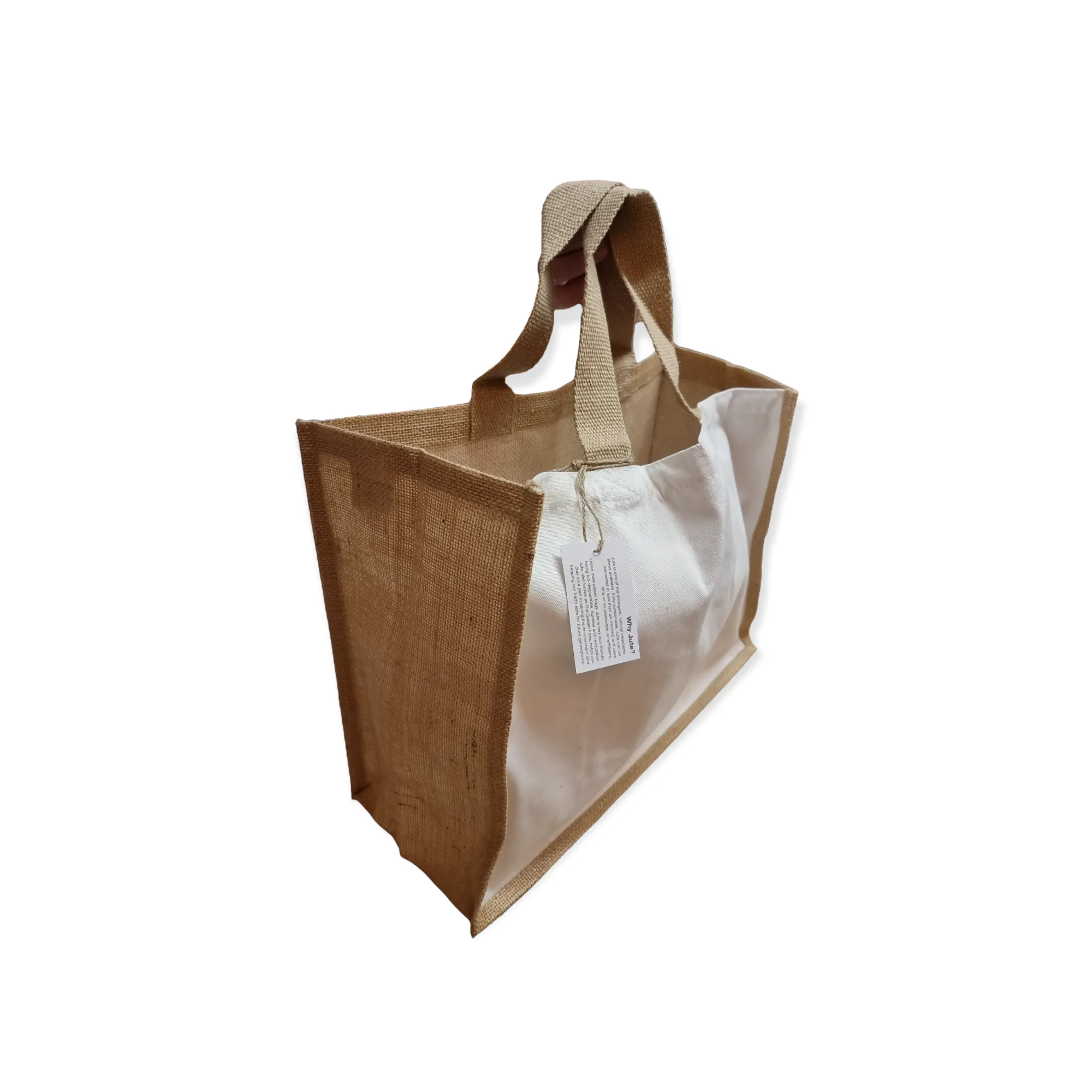 Jute & Polyester Tote Bag - 43 x 34 x 19 cm