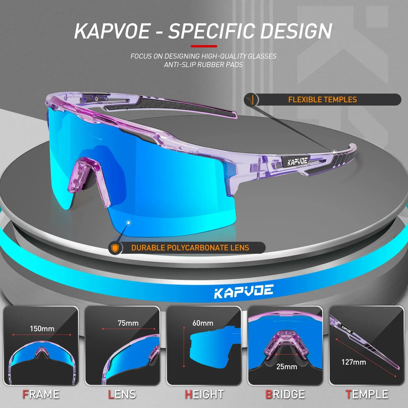 Kapvoe Cycling Glasses MTB Bike Riding Skating Sunglasses UV400 Fishing Goggles Man Woman Bike Bicycle Eyewear