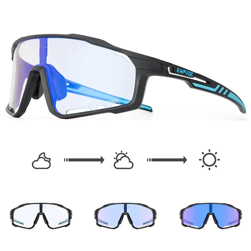 Kapvoe Photochromic Cycling Sunglasses Men Bicycle Cycling Glasses Bike Road Mountain Eyewear Women Outdoor Sport UV400 Goggles