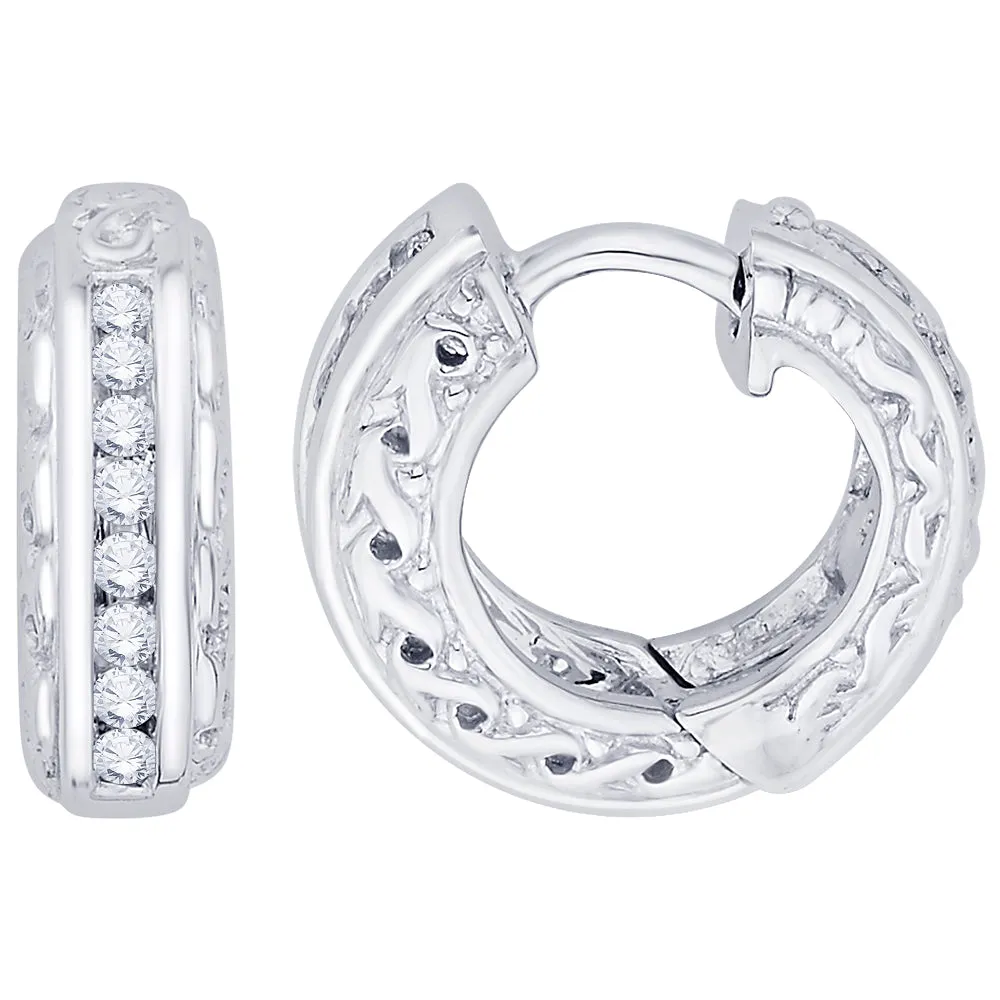 KATARINA 1/4 cttw Channel Set Diamond Huggie Earrings