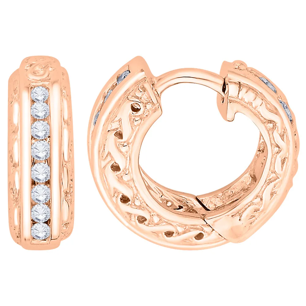 KATARINA 1/4 cttw Channel Set Diamond Huggie Earrings