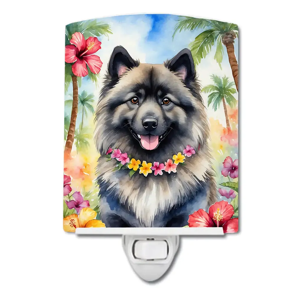 Keeshond Luau Ceramic Night Light