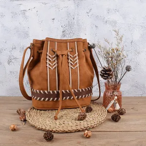 Ladies Casual Shoulder Bucket Bag Crossbody Boho Bag For Women