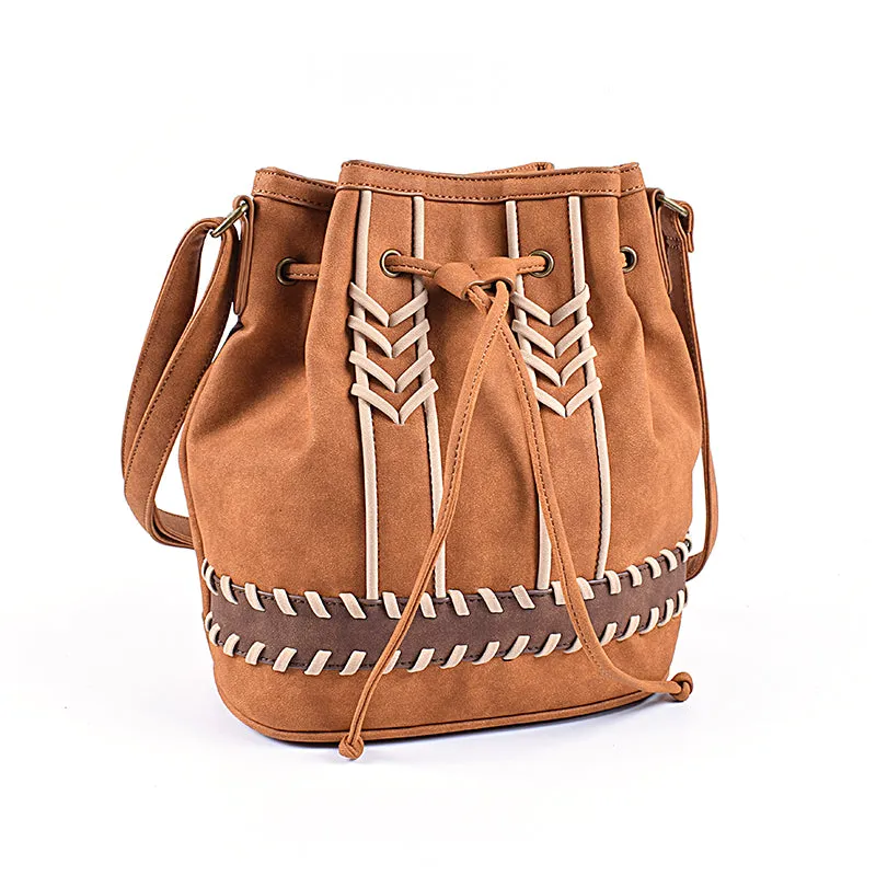 Ladies Casual Shoulder Bucket Bag Crossbody Boho Bag For Women