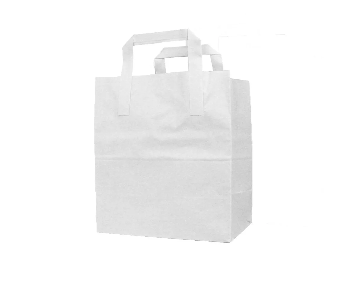 Large White Flat Handle Paper Bags