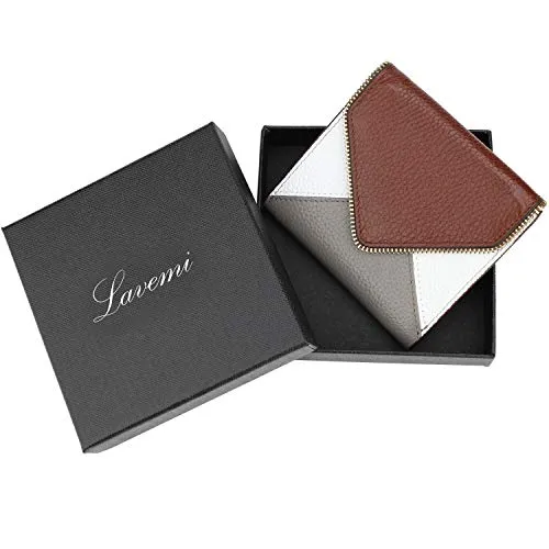 Lavemi RFID Blocking Small Compact Leather Wallets Credit Card Holder Case for Women(Envelope Coffee)