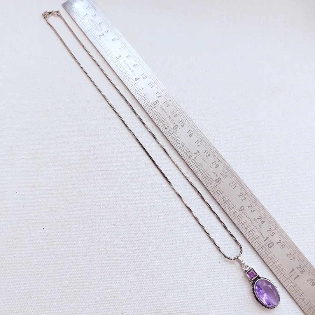 Lavender Haze: Silver Tone Pendant and Earring Set