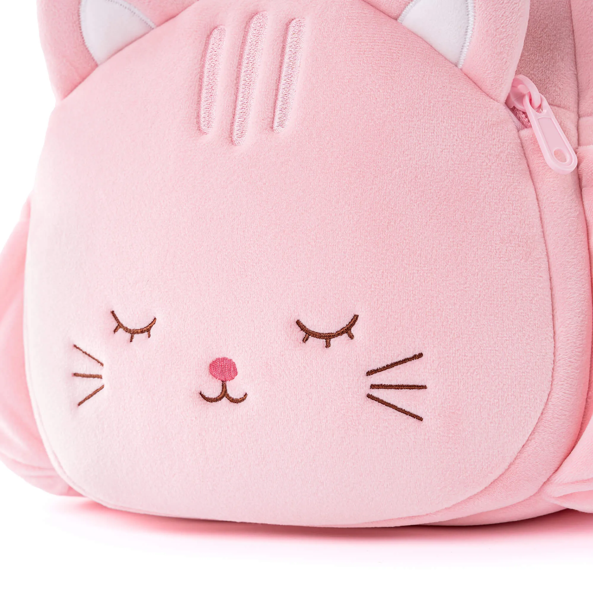 Lazadagifts 11-inch Toddler Kids Backpack Plush Kitty Cat Pre-School Backpacks with Double Layers Storage Pink