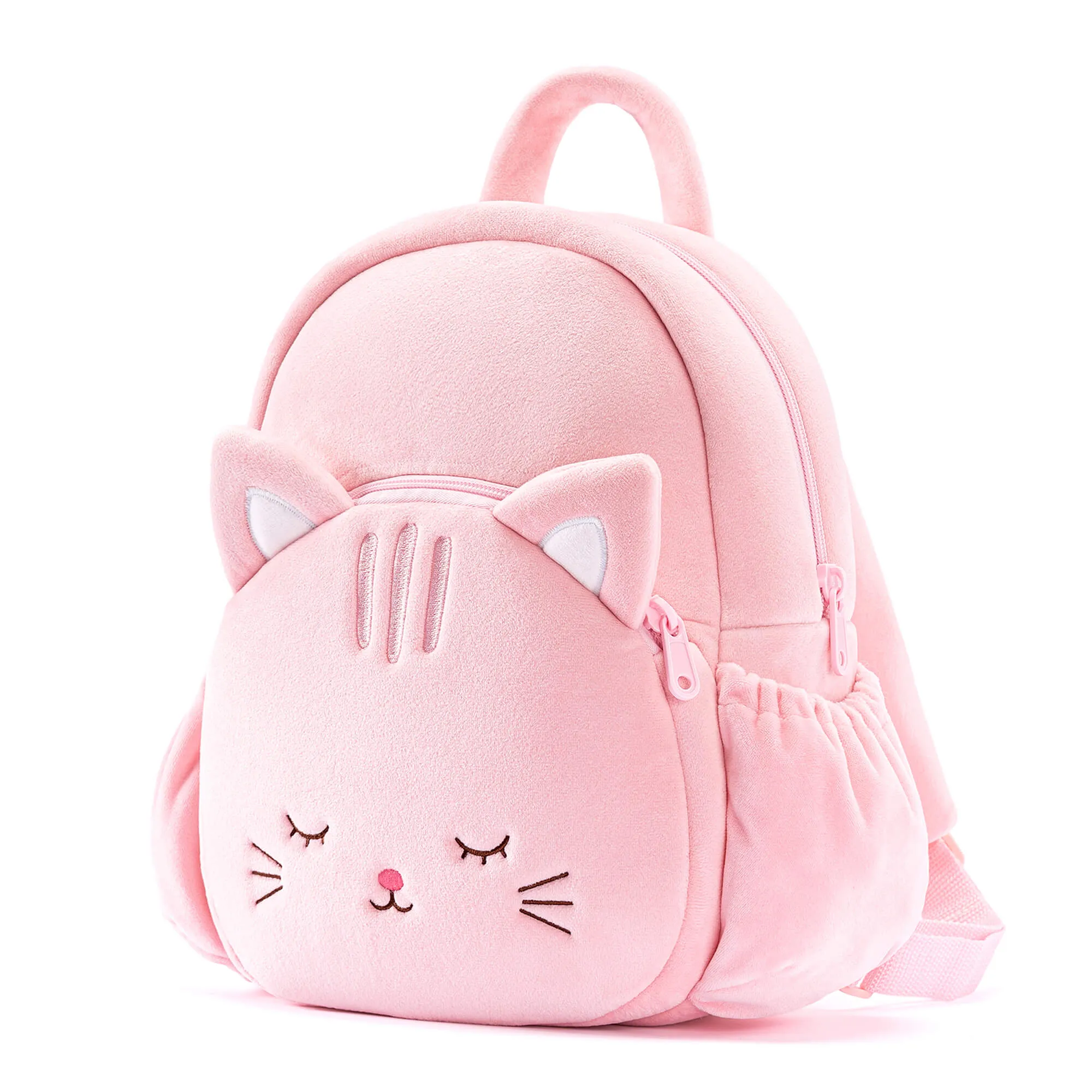 Lazadagifts 11-inch Toddler Kids Backpack Plush Kitty Cat Pre-School Backpacks with Double Layers Storage Pink