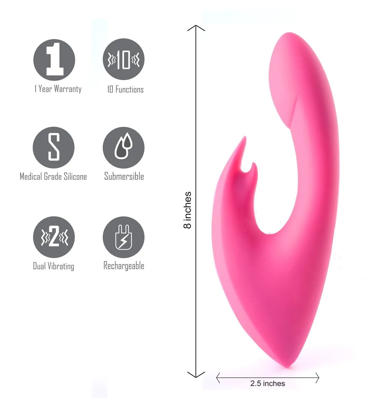 Leah Rechargeable Silicone Rabbit Massager Neon Pink