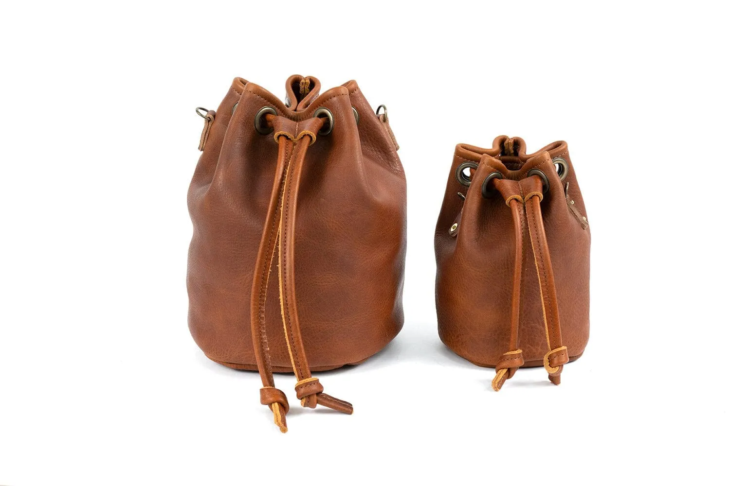 LEATHER BUCKET BAG - LARGE - PINE GREEN BISON