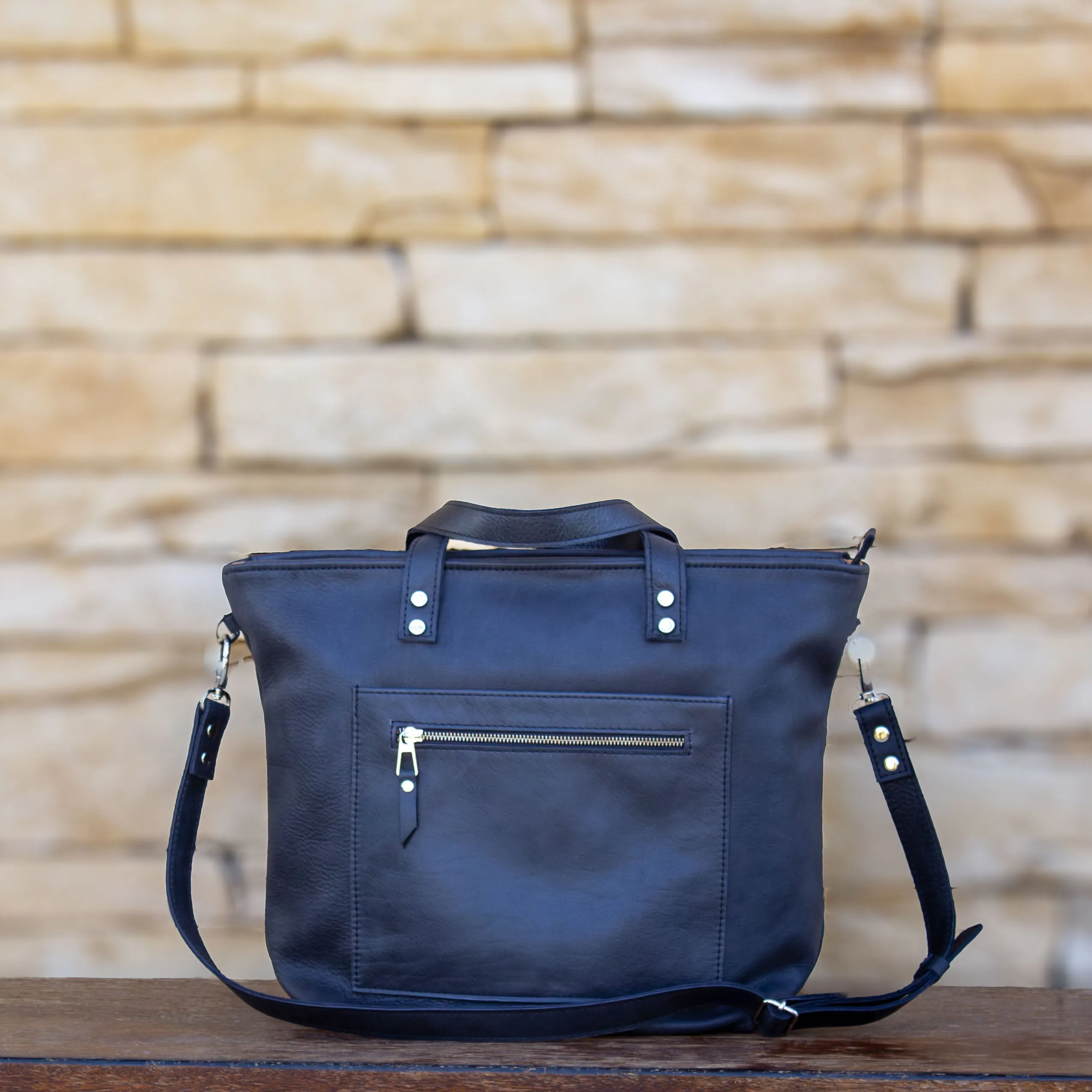 Leather tote bag