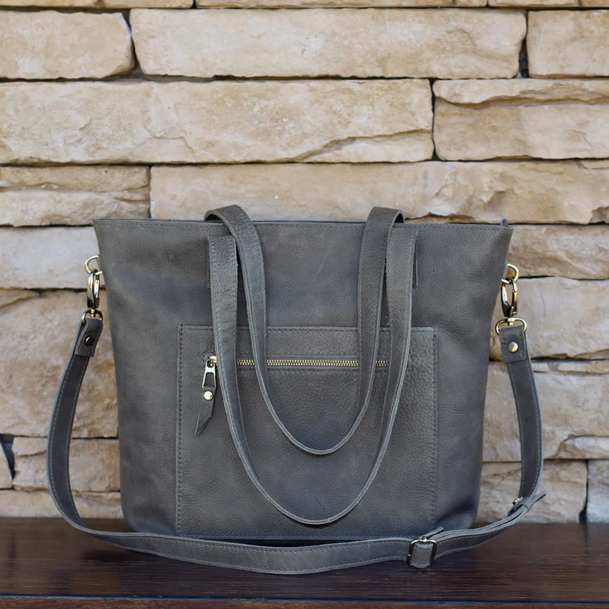 Leather tote bag