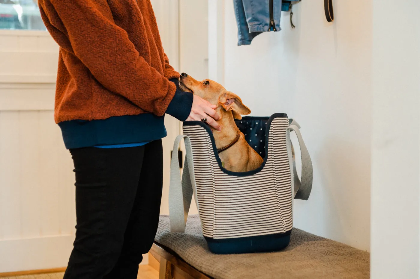 LeftPine x P.L.A.Y. Navy Striped Dog Carrier