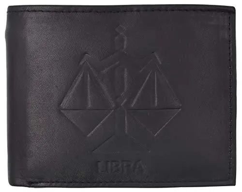 Libra Zodiac Sign Bifold Trifold Genuine Leather Men's Wallets