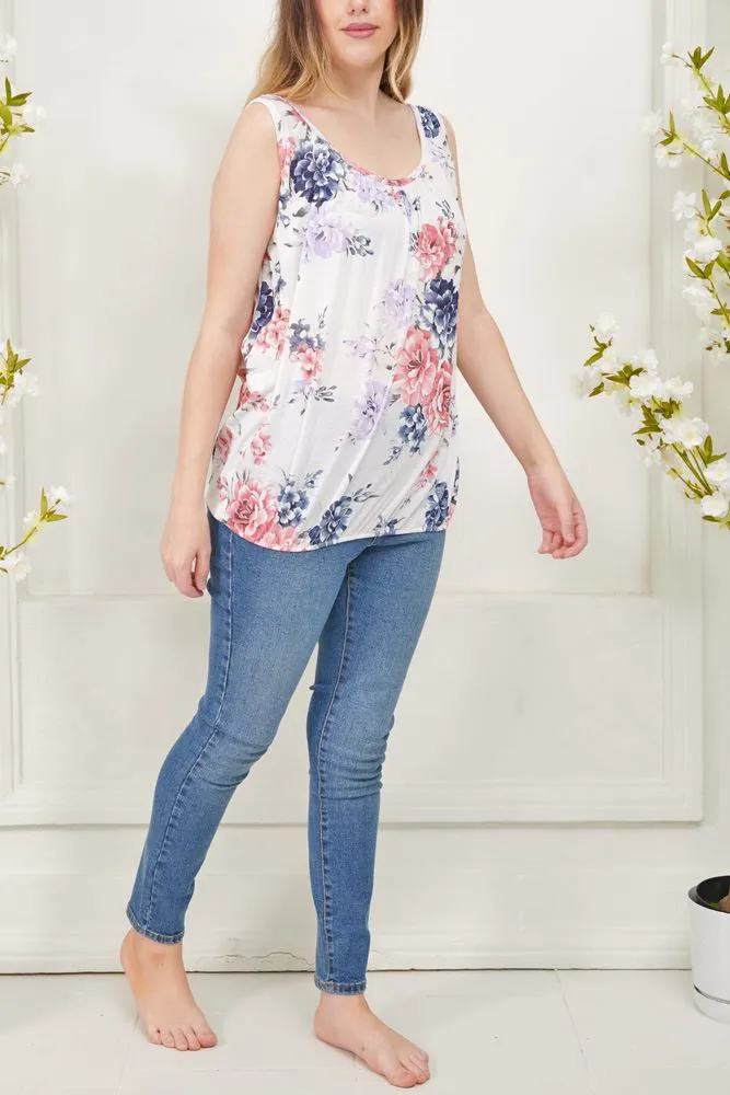 Lily Flower Print Viscose Top