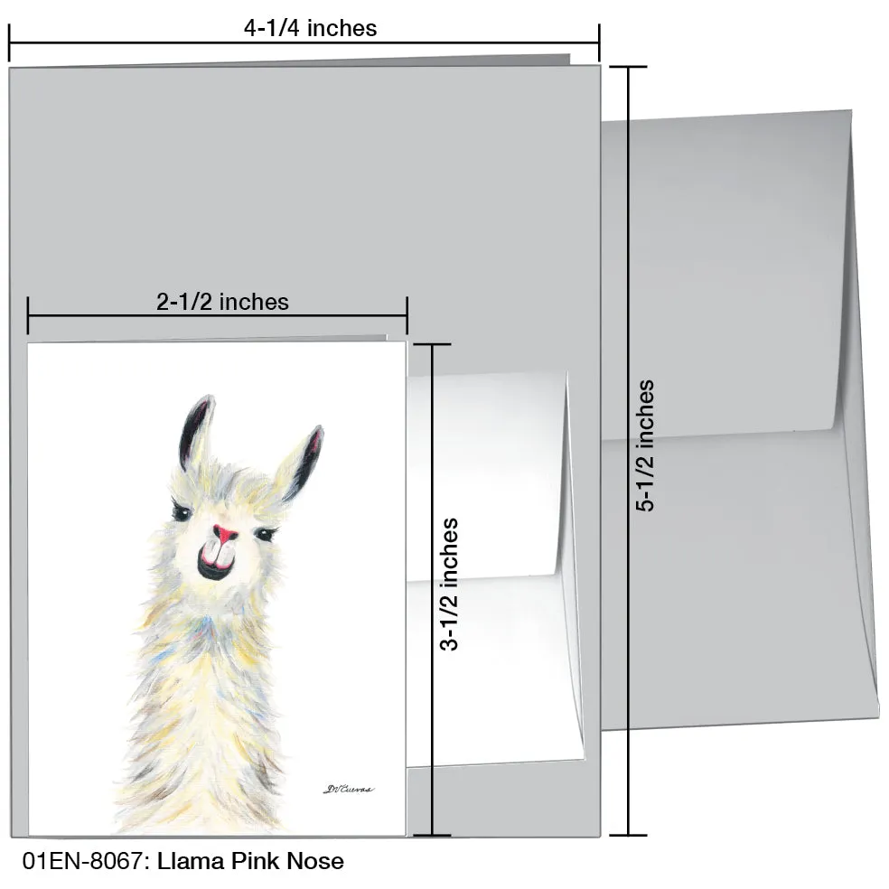 Llama Pink Nose, Greeting Card (8067)