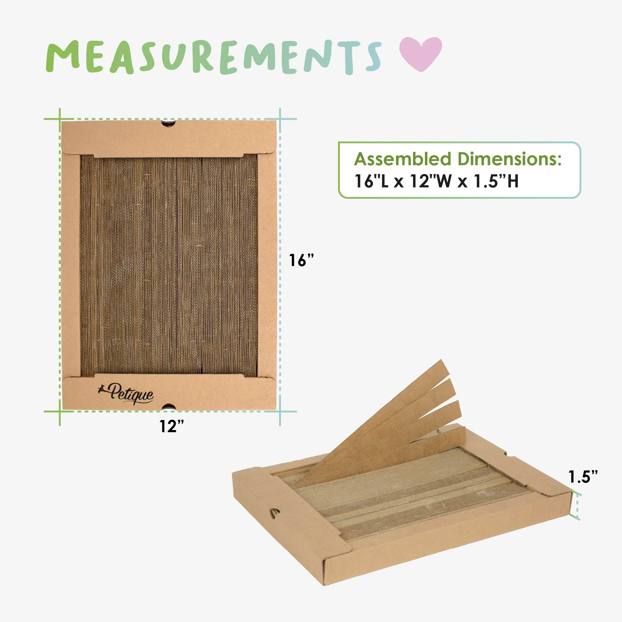 Long-Lasting Reversible Scratch Board, 100% Eco-Friendly, Food Grade Cardboard, Non-Toxic, No Harmful Chemicals, Light & Sturdy, Plant-Based Glue, Reversible Panels, Compostable, Sustainable, Biodegradable