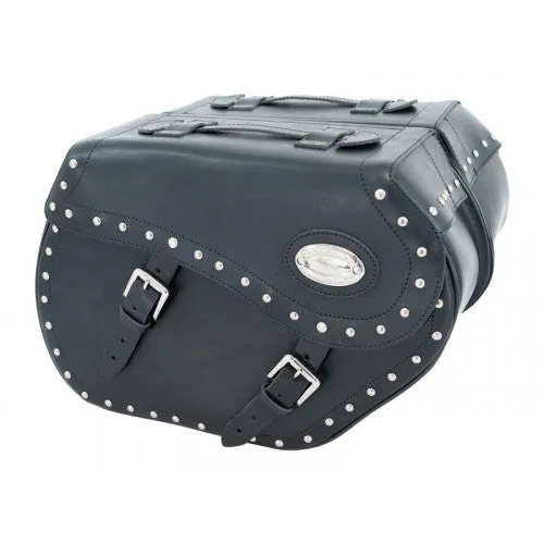 Longride Studded Leather Saddlebags Black - 44 Liters