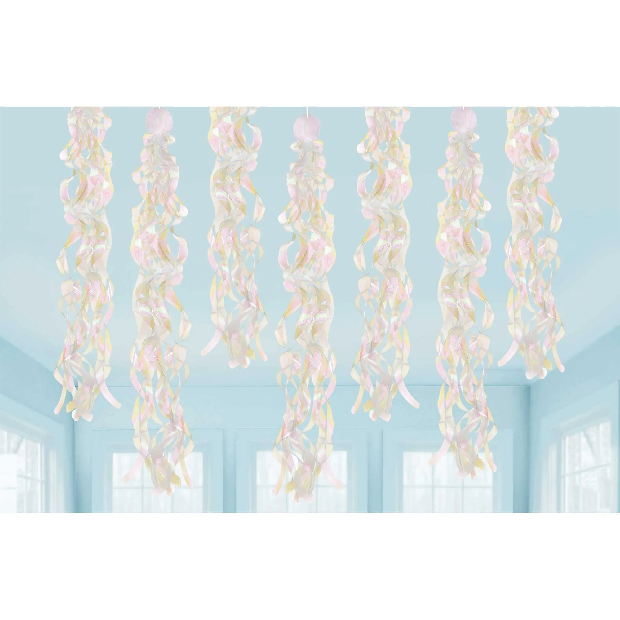 Luminous Birthday Iridescent Swirls Hanging Decorations 86cm 10pk