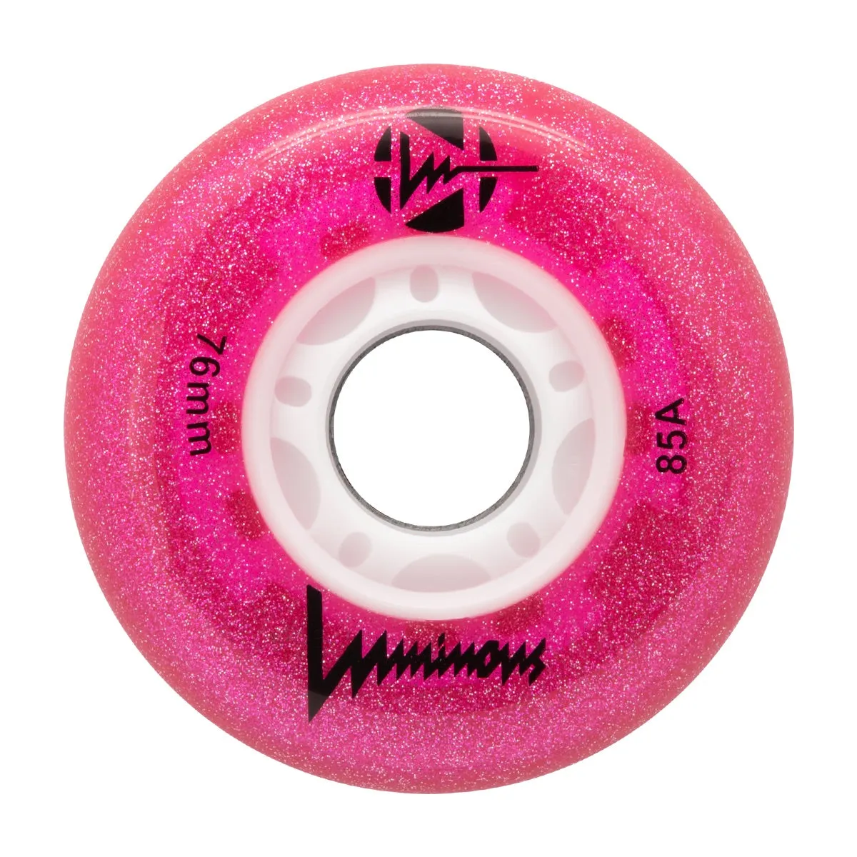 Luminous LED Inline Skate Wheels 76mm/85A - Glitter Pink - SOLD BY THE SINGLE WHEEL