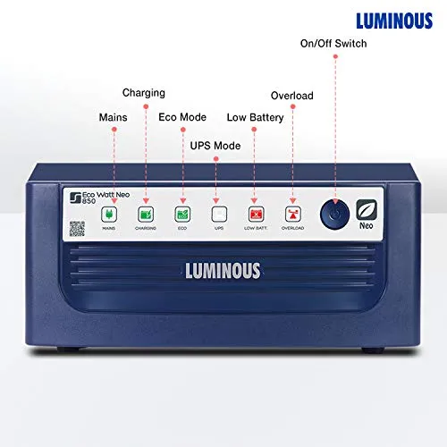 Luminous UPS Square Wave Eco Watt Neo 900 Inverter for Home, Office, and Shops