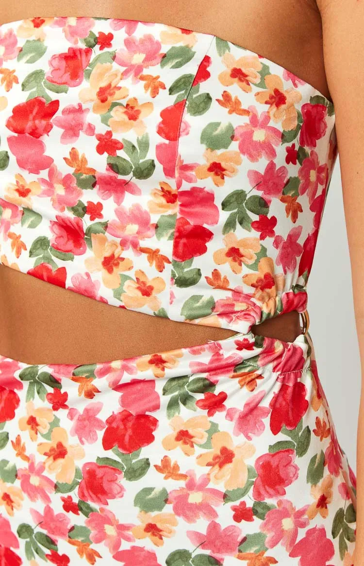 Luna Strapless Floral Mini Dress