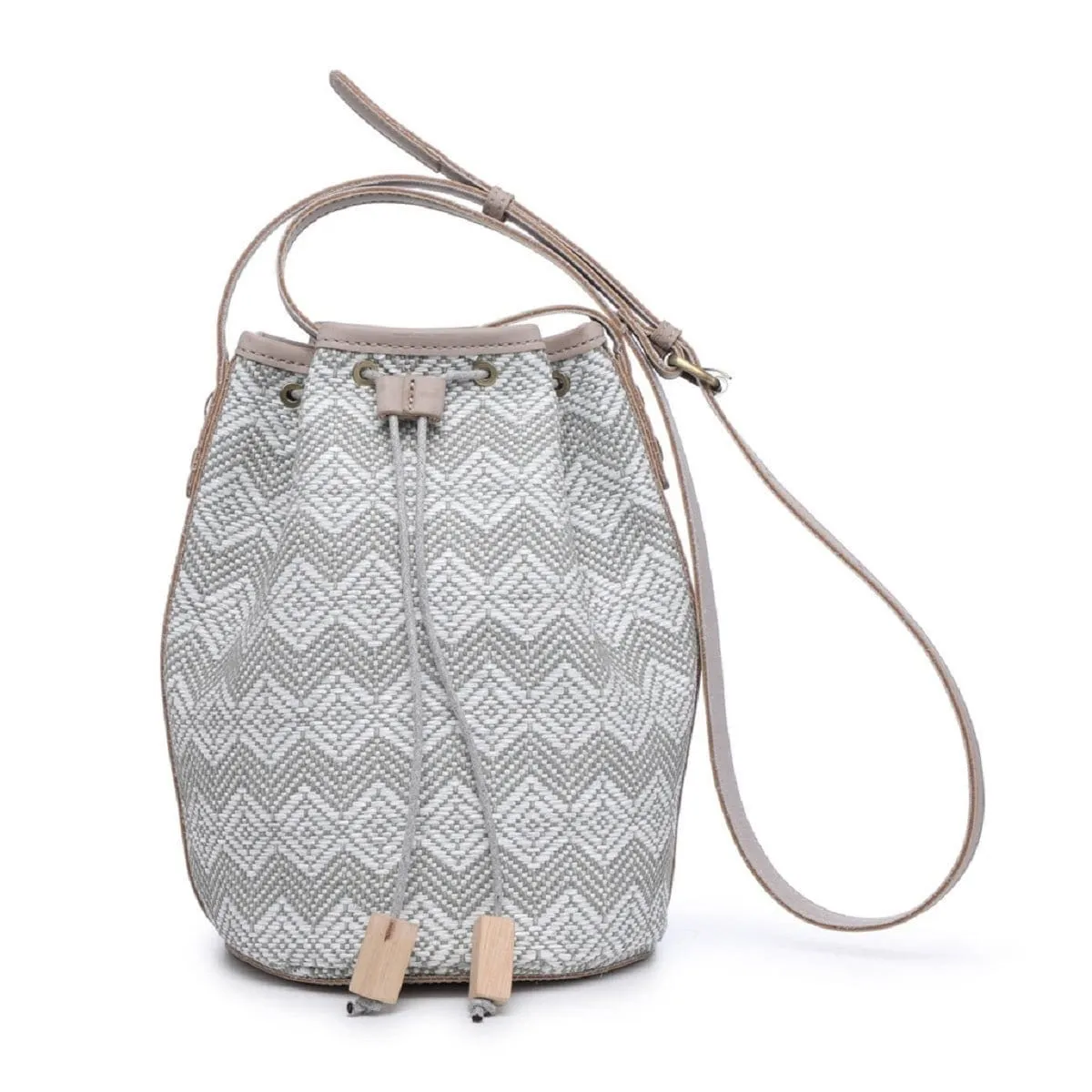 M2063 Drawstring Natural Woven Straw Bucket Crossbody