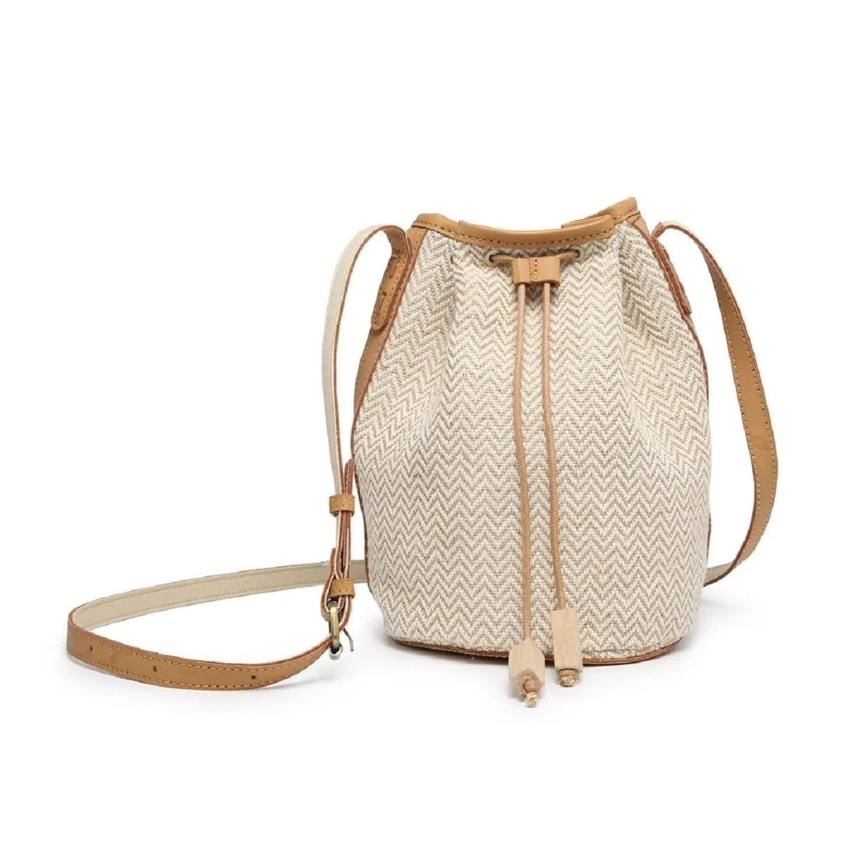 M2063 Drawstring Natural Woven Straw Bucket Crossbody