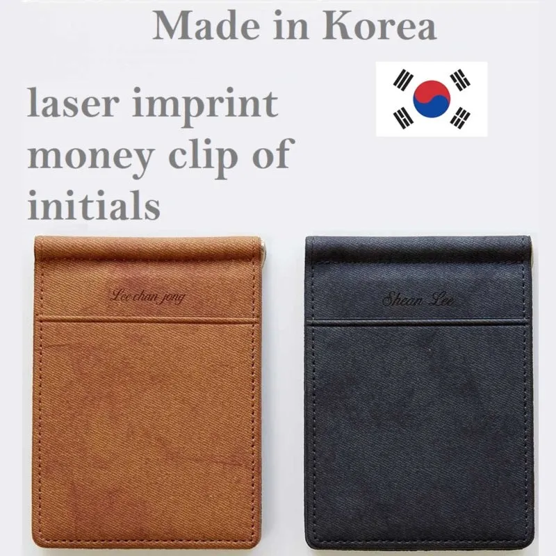 Made in Korea Special Gift Initials Engraved Money Clip Wallet